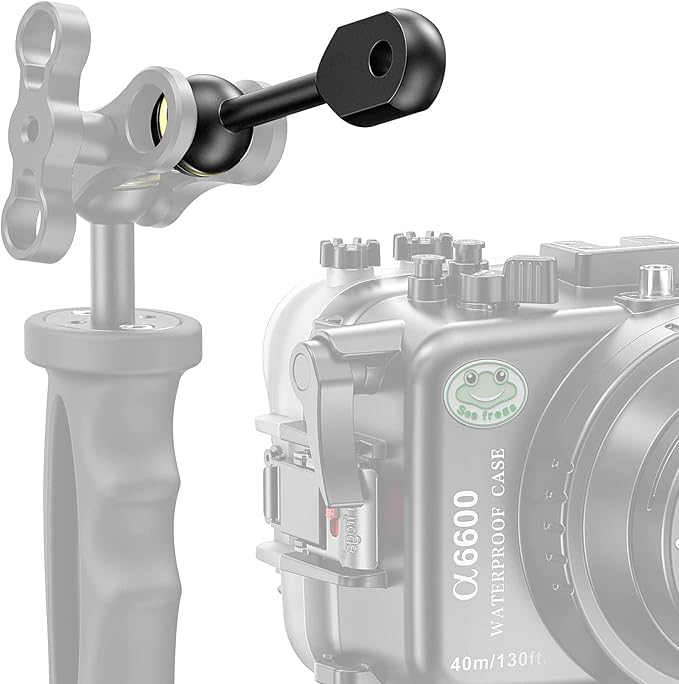 Seafrogs 1" Ball to YS Head Clip Arm 3.91"/9.94cm Aluminum Adapter Arm for Underwater Photography Lighting System, Connector for Diving Strobe and Video Light(AM-8)