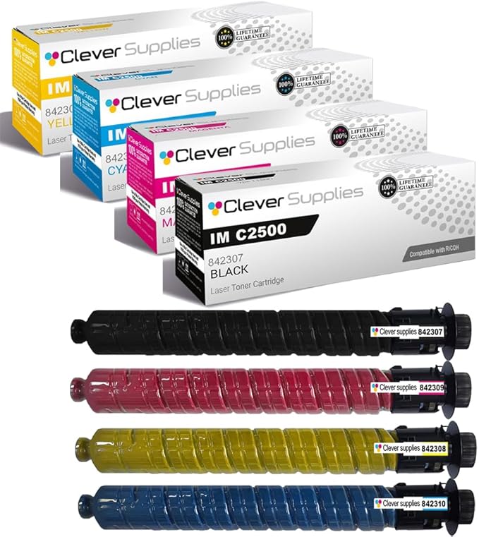 Clever Supplies CS Replacement Compatible with Ricoh IM C2500 Toner Cartridge 842307 842310 842309 842308 to use with IM C2000 (4-Color Set)