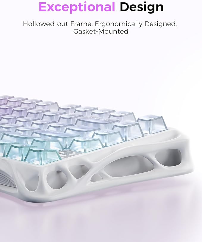 GravaStar Mercury K1 Lite 75% Gaming Keyboard, 2.4GHz/BT/Wired Tri-Mode Wireless Keyboard, Gasket Hot Swappable Mechanical Keyboard, Pre-lubed Linear Switches, RGB Backlit (Crystal Aurora)