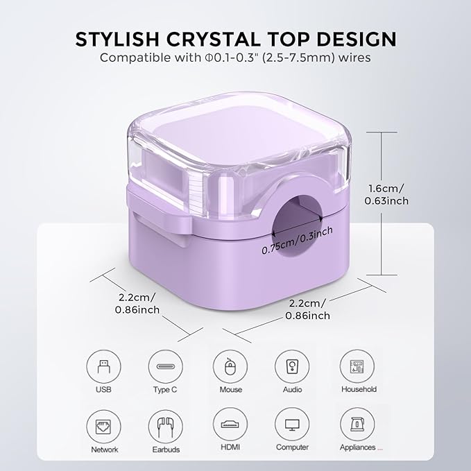 AhaStyle 6 Pack Magnetic Cable Organizer [1s Lock] Cord Holders Clips Strong Adhesive Cord Keeper [Smooth Adjustable] Hide Wire Cord Organizer for Nightstand Kitchen Car Office (Lavender)