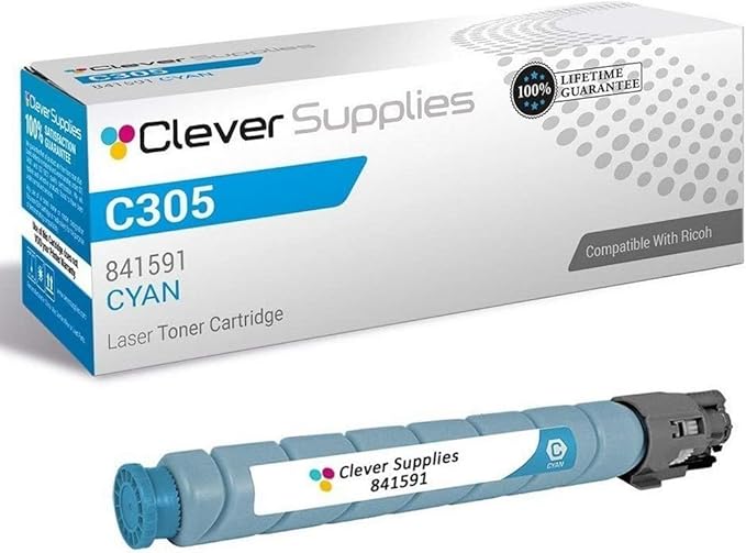CS Replacement Toner Cartridge Compatible with Ricoh C305 841591 Cyan Color Laser Aficio MP C305 Aficio MP C305SPF Cyan