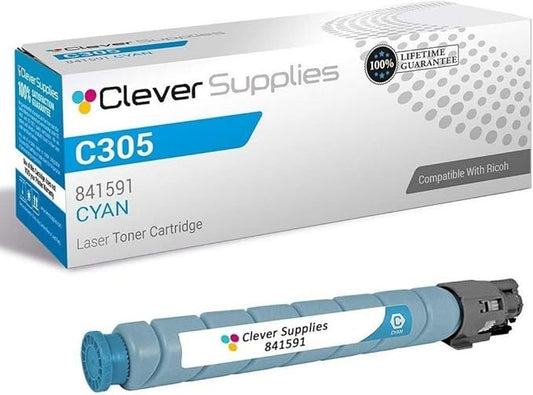 CS Replacement Toner Cartridge Compatible with Ricoh C305 841591 Cyan Color Laser Aficio MP C305 Aficio MP C305SPF Cyan