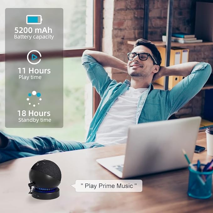 Battery Base for Echo dot 5th Generation Portable Echo Dot 4th Generation and Homepod Mini Battery Stand Accessories, not Including DOT speaaker (Black)