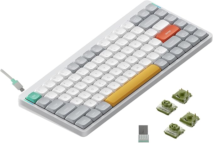 nuphy Air75 V2 Portable 75% Mechanical Keyboard,Wireless Keyboard,Supports Bluetooth/2.4G/USB-C RGB Gaming Keyboards,Compatible with Windows/Mac OS/Linux Systems White-Gateron Moss Switch