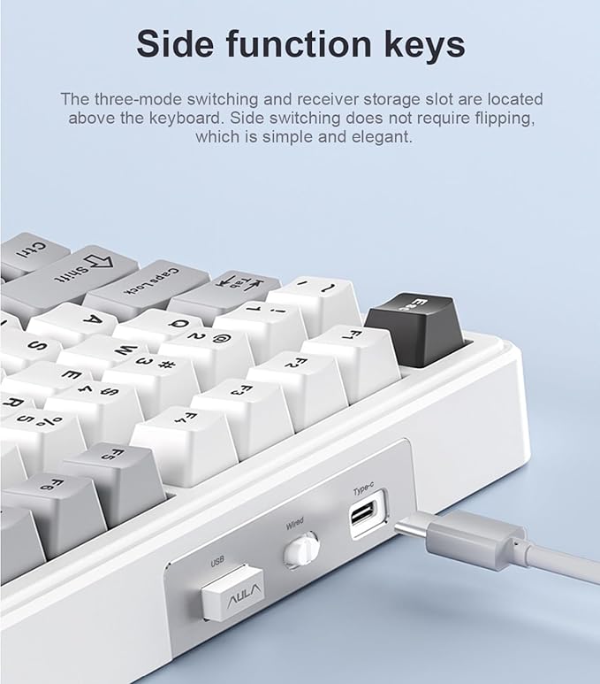 x Aula F99 Pro Wireless Mechanical Keyboard with Knob,Tri-Mode BT5.0/USB-C/2.4GHz Hot Swappable Keyboard,Pre-lubed Switches,Gasket Structure,RGB Backlit Computer Gaming Keyboards (Side Printed Black)