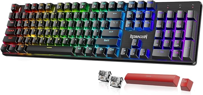 Redragon K671KS Wireless Mechanical Gaming Keyboard, Tri Mode BT/2.4G/USB-C Hot Swappable Custom Keyboard, RGB Backlit Computer Gaming Keyboards, PBT Keycaps, Programmable for PC/Tablet/MAC