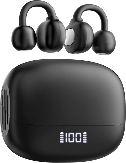PSIER Open Ear Earbuds, Bluetooth 5.4 Ear Buds with Digital Display 30H Playtime Bluetooth Earbuds IPX5 Waterproof Comfortable Lightweight Bone Conduction Headphones for Workout Sports Running