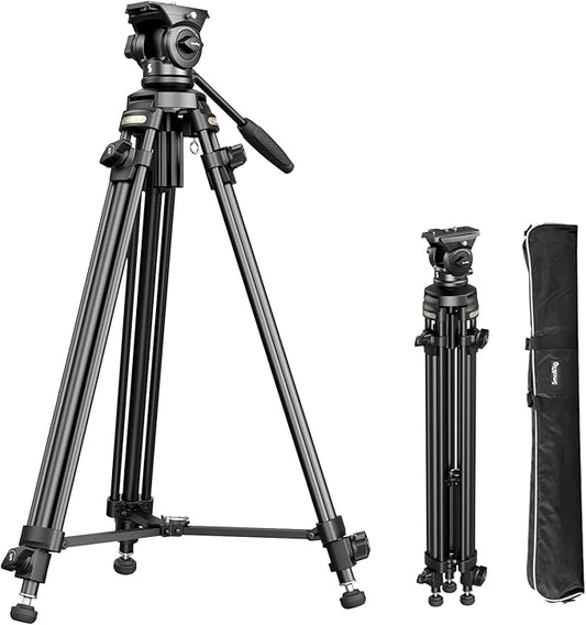 SmallRig AD-50 Lite Video Tripod, Heavy Duty Tripod with 360°Fluid Head, 62" Aluminum Alloy Travel Tripods with QR Plate, Lift Rope, Load up to 11lb for DSLR, Camcorder, Camera