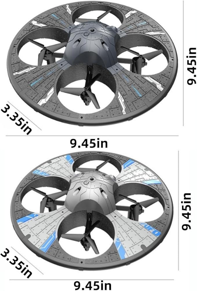 Round Foam RC UFO Drone with Camera, Multi-Color LED Lights (Color Switching), 360° Flips, Speed Adjustment, Remote Control Plane Helicopter, One-Key Takeoff/Landing, Beginner-Friendly FPV Quadcopter Airplane (Silvery)
