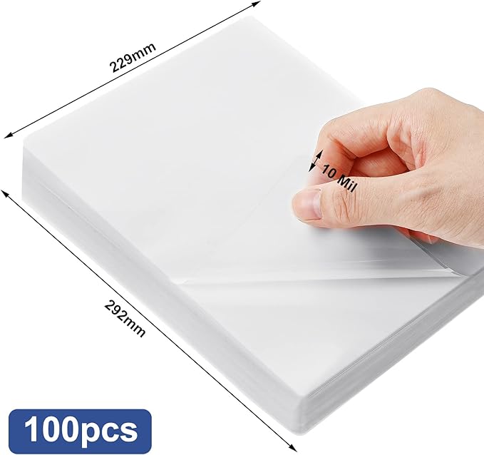 100 Pack Thermal Laminating Pouches 10 Mil Clear Laminating Sheets Plastic Laminating Paper Hot Glossy Laminator Pouches Office Laminating Supplies for Letter Photo Card ID Badge, 9 x 11.5 Inches