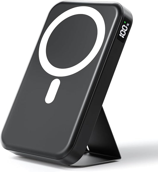 Magnetic Portable Charger, 10000mAh Wireless Power Bank with 20W USB-C Fast Charging, Foldable Stand & LED Display Magnetic Battery Pack, Compatible with iPhone 17/16/15/14/13 All Series