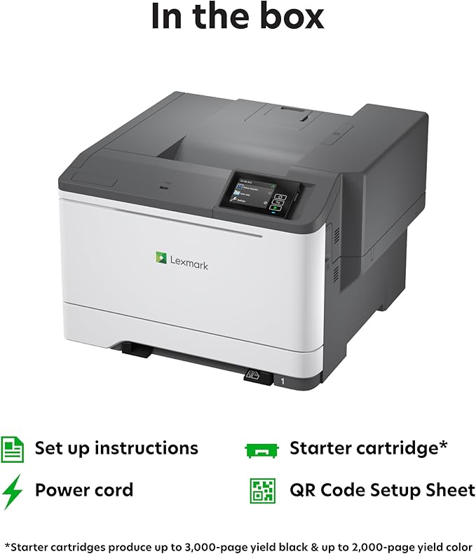 LEXMARK CS531dw Color Laser Printer with Wireless connectivity, Gigabit Ethernet, Single Sheet Multipurpose Feeder and Multiple Media Sizes Supported.(50M0020)