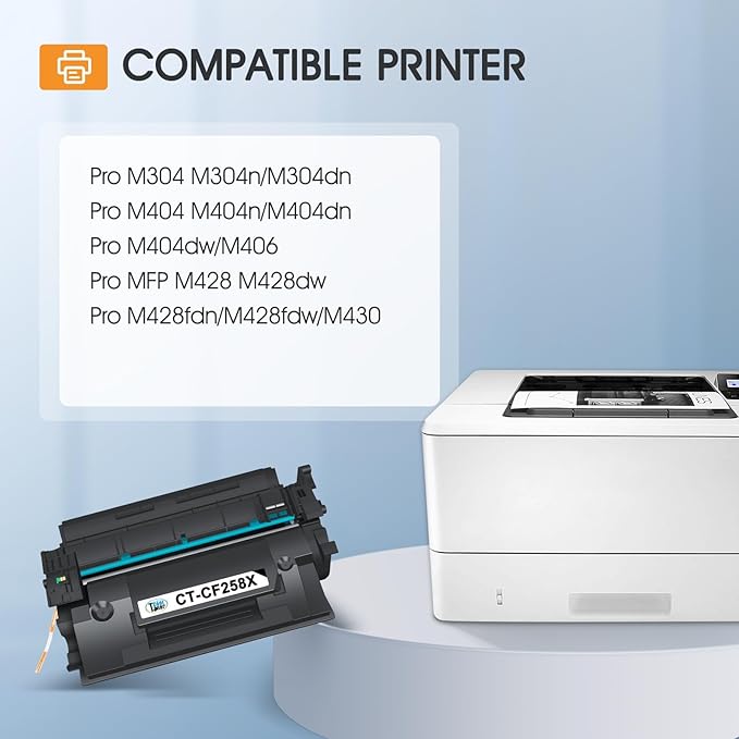 58X CF258X Toner Cartridge Black M404n Compatible Replacement for HP 58X CF258X 58A CF258A Toner Cartridge for HP Laserjet Pro M404dn MFP M428fdw M428fdn M428dw Printer Ink High Yield 2 Pack