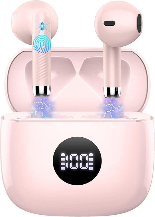 Wireless Earbuds, Bluetooth 5.4 Ear Buds LED Power Display Headphones Bass Stereo, Bluetooth Earbuds in-Ear Noise Cancelling Mic, 40H Playback Mini Case IP7 Waterproof Sports Earphones for Android iOS