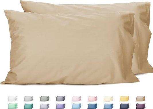 Sunflower King Pillowcases Set of 2, 100% Cotton King Size Pillow Cases 2, 20×40 inches Sandshell, Soft and Breathable