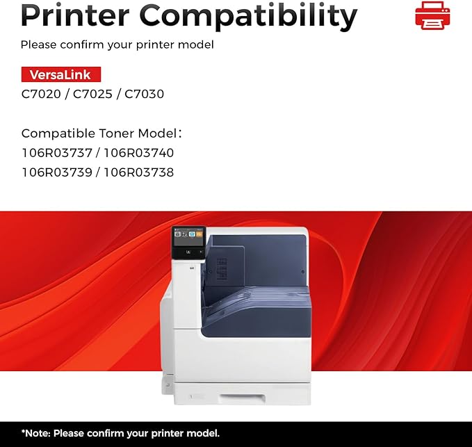 Versalink C7020 C7025 C7030 Toner Cartridge 4-Pack High Capacity 106R03737 106R03740 106R03739 106R03738 Replacement Compatible for Xerox VersaLink C7020 C7025 C7030 Printer Black Cyan Magenta Yellow