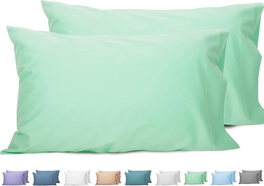 Sunflower King Pillowcases Set of 2, 100% Cotton King Pillow Cases 2, 20×40 inches Zephyr Green, Soft and Breathable
