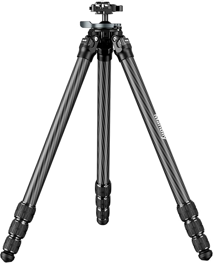 Manbily Shooting Tripod, Carbon Fiber Hunting Tripod with 32mm Legs and 38mm Ball, Picatinny to Arca Swiss Adapters, Max Load 44lbs (QM-324PA-Black)