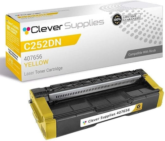 CS Replacement Toner Cartridge Compatible with Ricoh C252DN 407656 Yellow Color Laser Aficio SP C252DN Aficio SP C252SF Yellow