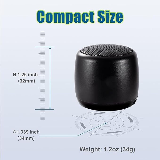 Best Mini Portable Bluetooth Speaker with HD Sound & Bass I Smallest Wireless Bluetooth Speakers for Phone/PC/Tablet I Photo Selfie Button Answer Phone Calls I Cute Tiny Speaker (Blue)