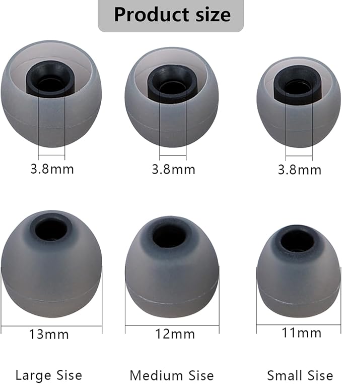 Silicone Replacement Earbud Tips Earbud Covers Fit for in-Ear Headphones (Inner Hole 3.8mm -5.1mm) Earbud Replacement Tips Ear Tips 9 Pairs