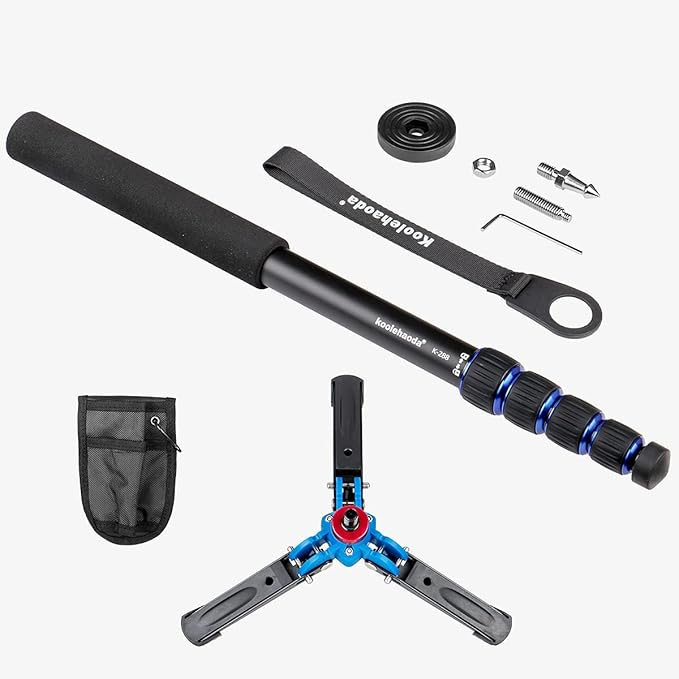 Koolehaoda Camera Monopod Stand, 65inch Extendable Aluminum Monopod with Folding Tripod Support Base for Nikon Sony DSLR, Maximum Load of 5 kg