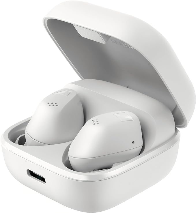 Sennheiser ACCENTUM True Wireless Earbuds - Crystal-Clear Sound with Hybrid ANC, Ergonomic Design, 28-Hour Battery Life, Touch Interface, White