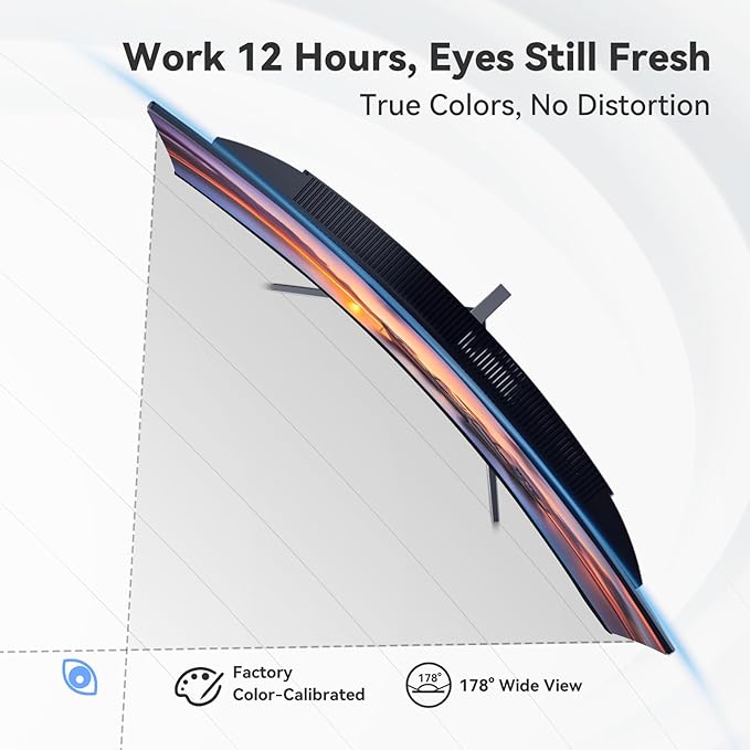 24 Inch 100Hz Computer Curved Monitor 1080P,4000:1 Contrast,LowBlue Mode,16.70 Million Colors, Anti-Glare,FreeSync,PC Monitor Ergonomic Tilt & VESA Compatible for Home Office Working