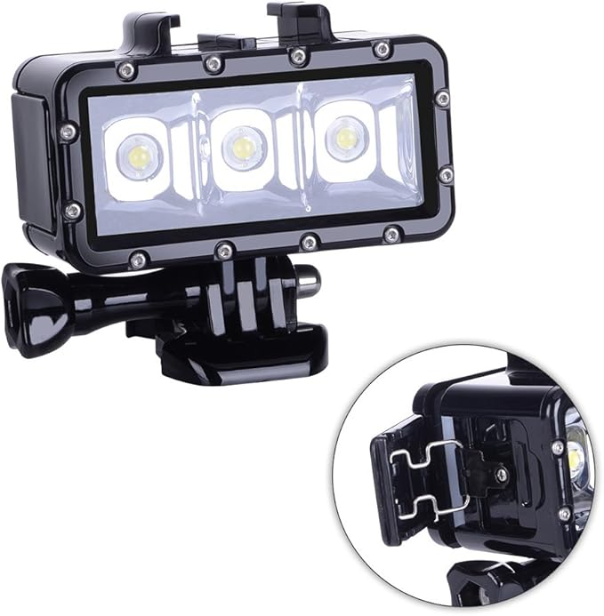 Suptig Diving Light - Waterproof Underwater Light for Gopro Hero 13/12/11/10/9/8/7/6/5/4/3/3+/Session/AKASO/DJI Osmo - 147ft (45m)