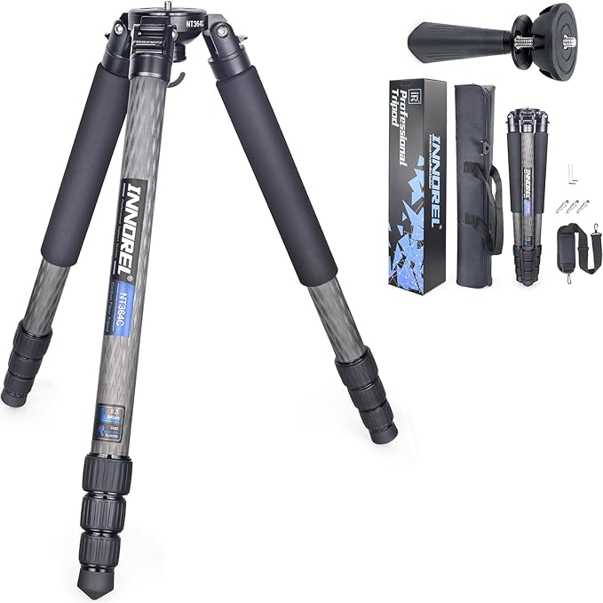 INNOREL NT364C Professional Carbon Fiber Tripod - Heavy Duty Camera Stand, 55lb/25kg Max Load, 75mm Bowl Adapter (Max Tube 36mm)