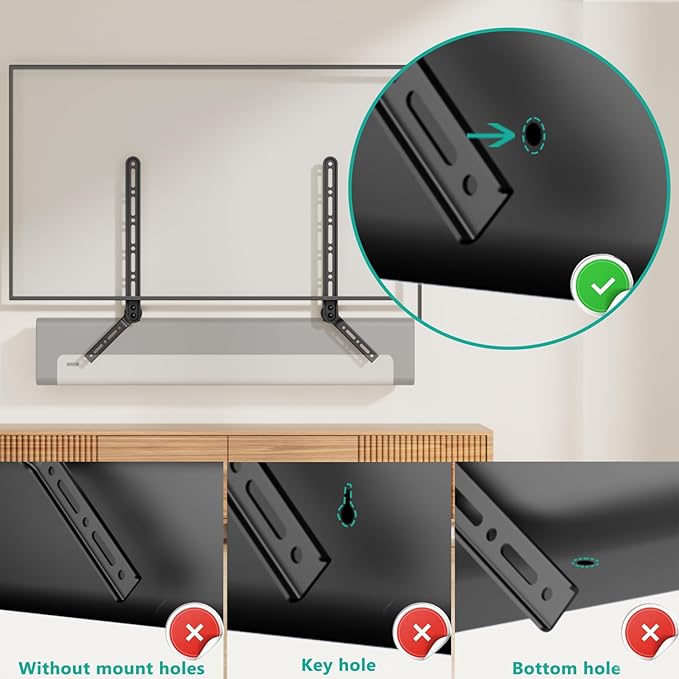 WALI Sound Bar Mount Bracket, for Mounting Above or Under TV, with Adjustable 3 Angled Extension Arm, Fits Most 23 to 65 Inch TVs, up to 33 lbs (SBR202)