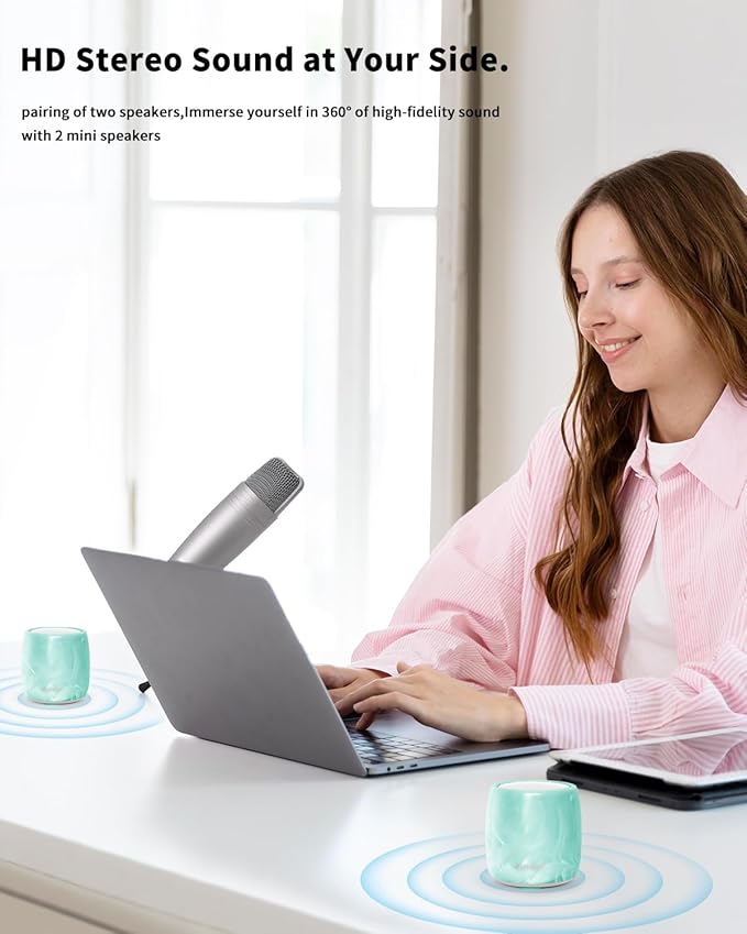 Waterproof Speaker, Small Bluetooth Speaker with Stereo Sound and Robust Bass, Mini Speakers with Hands-Free Call, IPX7 Waterproof, Portable Speakers for Shower, Indoor & Outdoor, Gift for Men, Women