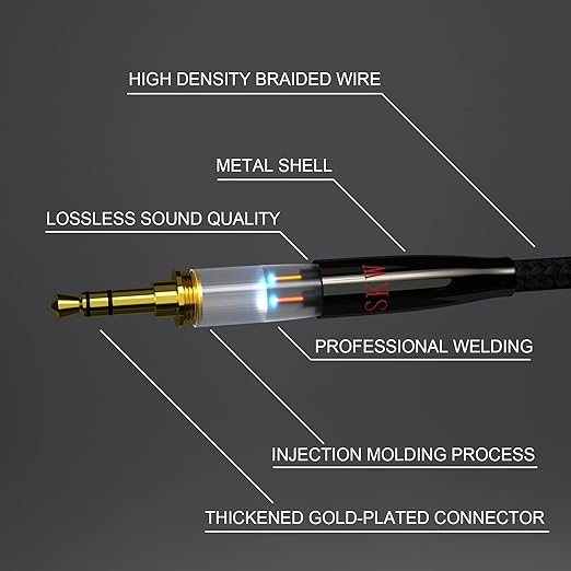 SKW Aux Cable for Car(Hi-Fi Sound),3.5 mm Stereo Audio Cable, 1/8″ Headphone Jack Cord for Home Stereo, iPhone, iPod, IPad, Echo Dot, Sony & More 16.4ft(5m)