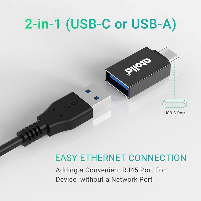 USB C to Ethernet Adapter 3-Port USB 3.0 Hub - 1000Mbps Gigabit RJ45 LAN Port, Driver-Free Aluminum Heat Dissipation for MacBook Pro/Dell XPS/Surface Laptop