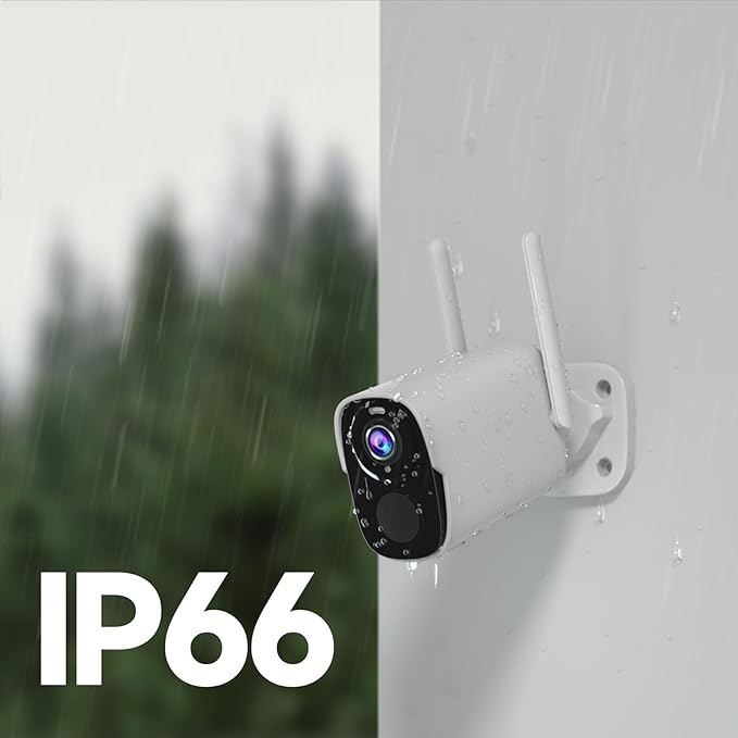 4PC Security Cameras Wireless Outdoor, 2K Battery Powered Security Camera for Home, WiFi Camera Surveillance Indoor System with Color Night Vision, IP66, 2-Way Audio, AI Motion Detection, Works/Alexa