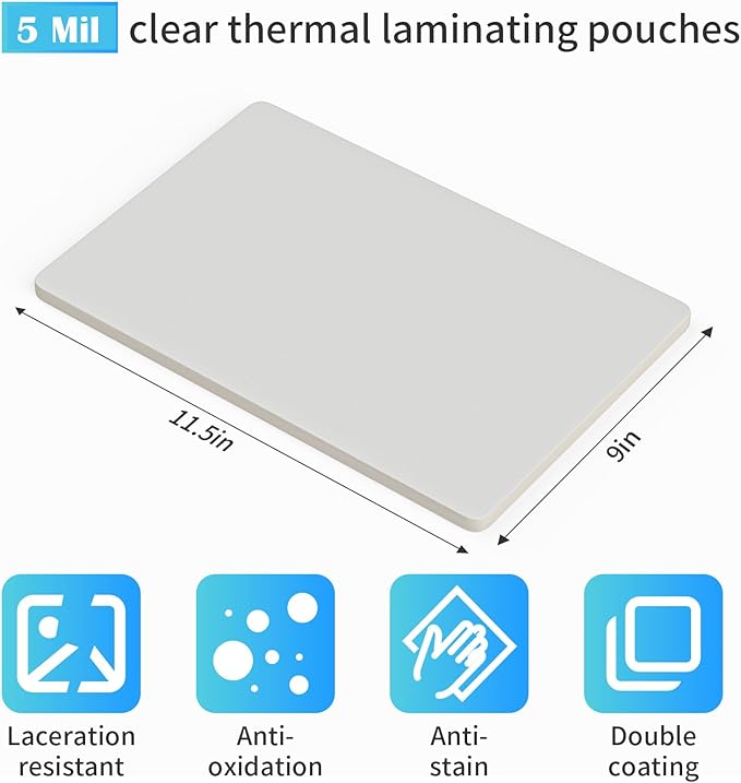 (5 Mil) 100 Pack Laminating Sheets, Thermal Laminating Pouches Holds 8.5 x 11 Inch, 5 Mil Clear Laminator Paper 9 x 11.5 Inch, Letter Size, for Education,Documents, Certificate