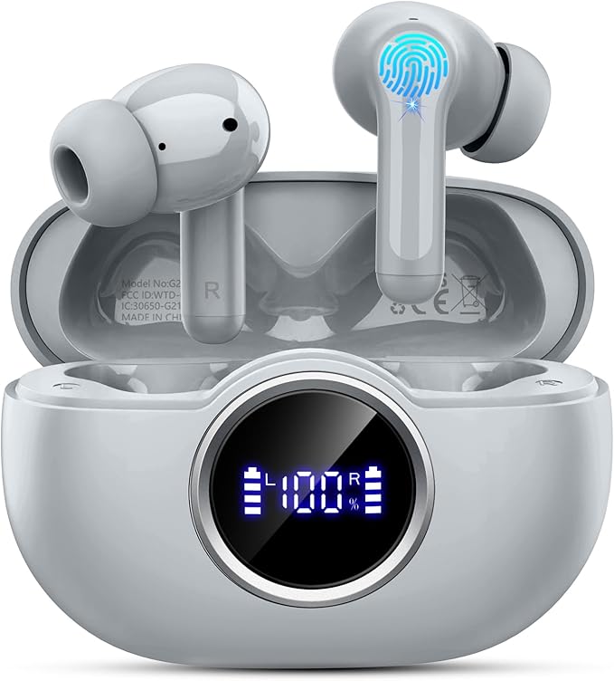 Wireless Headphones, 2025 Bluetooth 5.4 Earbuds 3D Hi-Fi Stereo Bass Ear Buds, 4 ENC Noise Cancelling Mic, 40H in-Ear Earphone Sport, IP-X7 Waterproof Workout Gym for Android iOS Laptop Pad