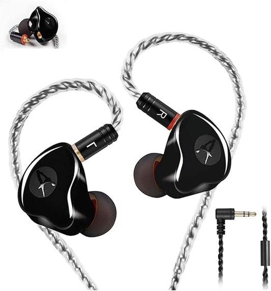 in-Ear Monitors in Ear Headphone Earbuds Wired Earphone Dual Drivers Headphone with MMCX Detachable Cables,Noise-Isolating Comfort Earbud for Musicians Sweatproof Sports Headphone Earphones (Black)