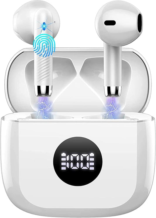 Wireless Earbuds, Bluetooth 5.4 Ear Buds LED Power Display Headphones Bass Stereo, Bluetooth Earbuds in-Ear Noise Cancelling Mic, 40H Playback Mini Case IP7 Waterproof Sports Earphones for Android iOS