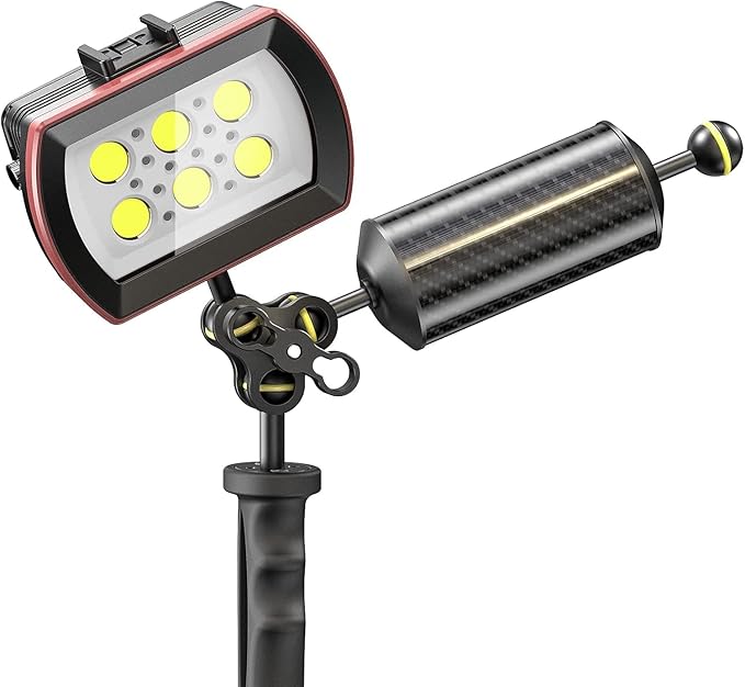 Sea frogs Carbon Fiber Float Arm D80mm, 10'', for Ultralight, Aquatic Arm, Buoyancy Provided 900g, Underwater Camera System Diving Tray Video Light/Strobe GA-11