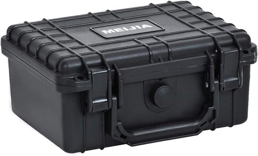 MEIJIA Portable Waterproof Protective Hard Case,Compact Camera Case with Customizable Fit Foam,Elegant Black,Fit for Drones,Camera,Lens, 9.17inchx7.56inchx4.33inch, Black, Dry Case