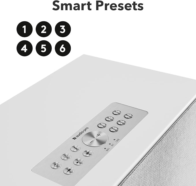 Audio Pro C10 MKII Wireless Speaker, WiiM Edition | High-Fidelity Sound, Multi-Room, Bluetooth, Wi-Fi | Compatible with AirPlay 2, Google Cast, Siri, WiiM Home App, Stream Spotify, TIDAL & More, White