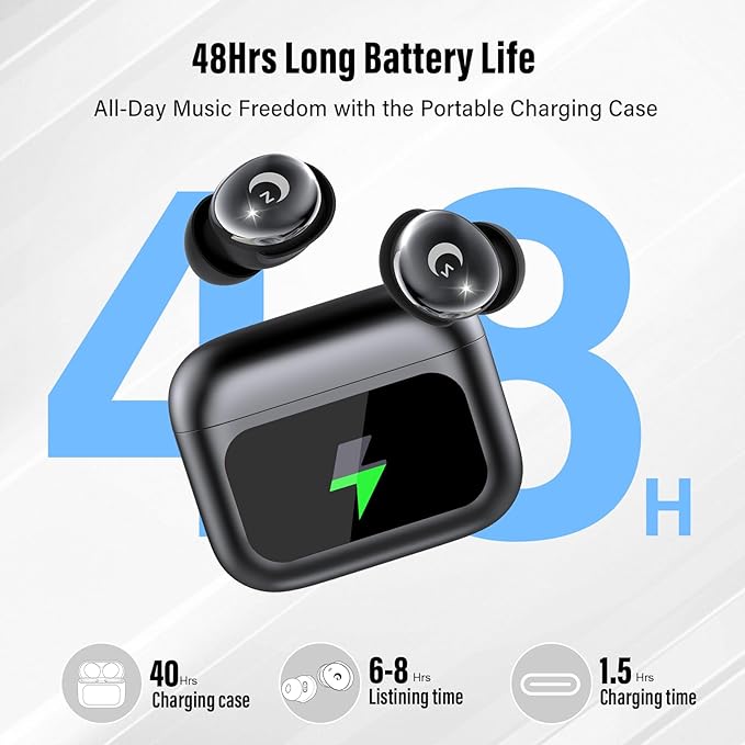 Sleep Earbuds Bluetooth 5.4 Smart Touch Screen in Ear Ear Buds, 48H Mini Sleep Headphones Small Design for Side Sleepers, Crystal-Clear Calls, 5 EQ Modes, IPX7 Waterproof Earphones, Black Earbuds