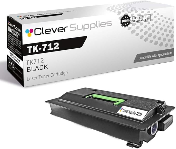CS Replacement Toner Cartridge Compatible with Kyocera Mita TK-712 TK712 Black FS Series FS 9130 9130DN 9530 9530DN Toner Cartridge Black