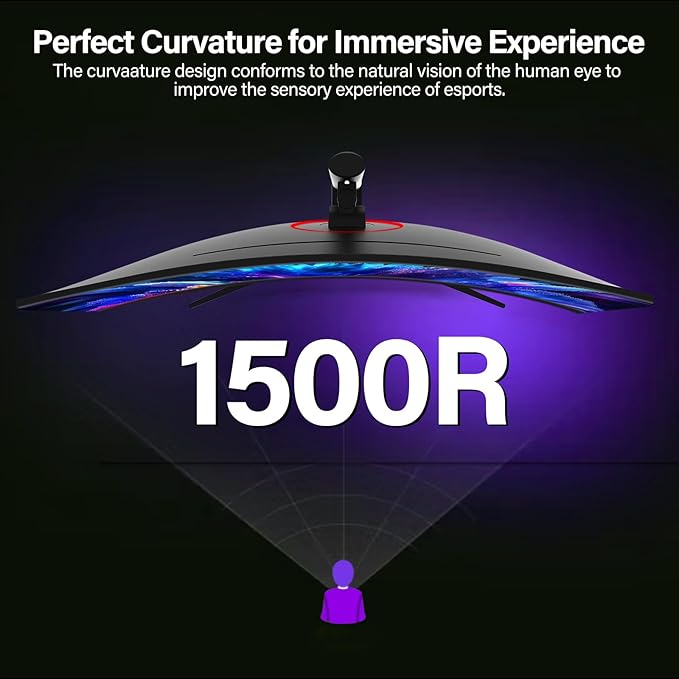 34 Inch Ultrawide Curved Gaming Monitor, 1500R PC Screen UWQHD 3440x1440, 165hz Curved Computer Screen with FreeSync-Black