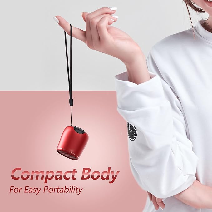 INSMY Small Bluetooth Speaker, Waterproof Mini Portable Wireless Speaker, Punchy Bass Rich Audio Stereo Pairing, Handheld Pocket Size, Built in Mic for Hiking Biking Gift Laptop Tablet (Red)