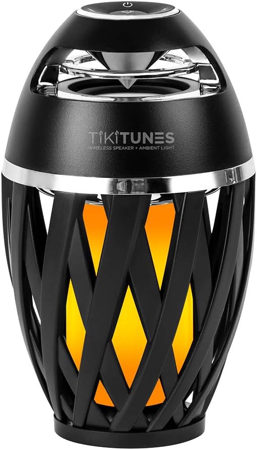 TikiTunes Portable Bluetooth 5.0 Indoor/Outdoor Wireless Speaker, LED Torch Atmospheric Lighting Effect, 5-Watt Audio USB Speaker, 2000 mAh Battery for iPhone/iPad/Android