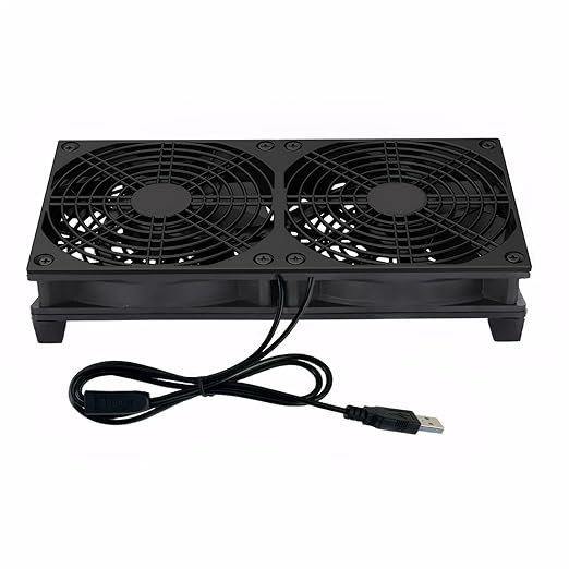 VTRETU Cooling Fan, Dual 120mm Fan for Router Rack DIY Audio Video Network Cabinet Server Cooling Project and Equipment Workstation Xbox PS5 Cooling Accessories 240 * 120 * 25mm
