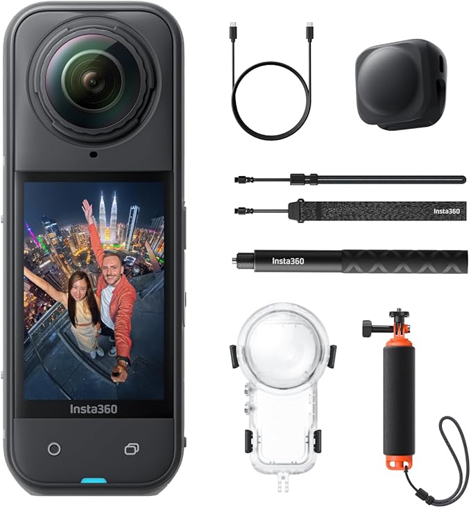 Insta360 X5 Invisible Dive Bundle - Waterproof 8K 360° Action Camera, Invisible Selfie Stick Effect, Leading Low Light, 3-Hour Battery, Clear Audio, Stabilization, AI Editing, Vivid Colors