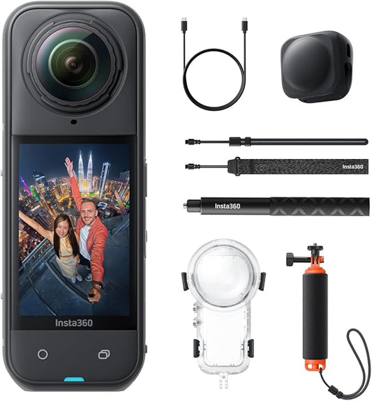 Insta360 X5 Invisible Dive Bundle - Waterproof 8K 360° Action Camera, Invisible Selfie Stick Effect, Leading Low Light, 3-Hour Battery, Clear Audio, Stabilization, AI Editing, Vivid Colors